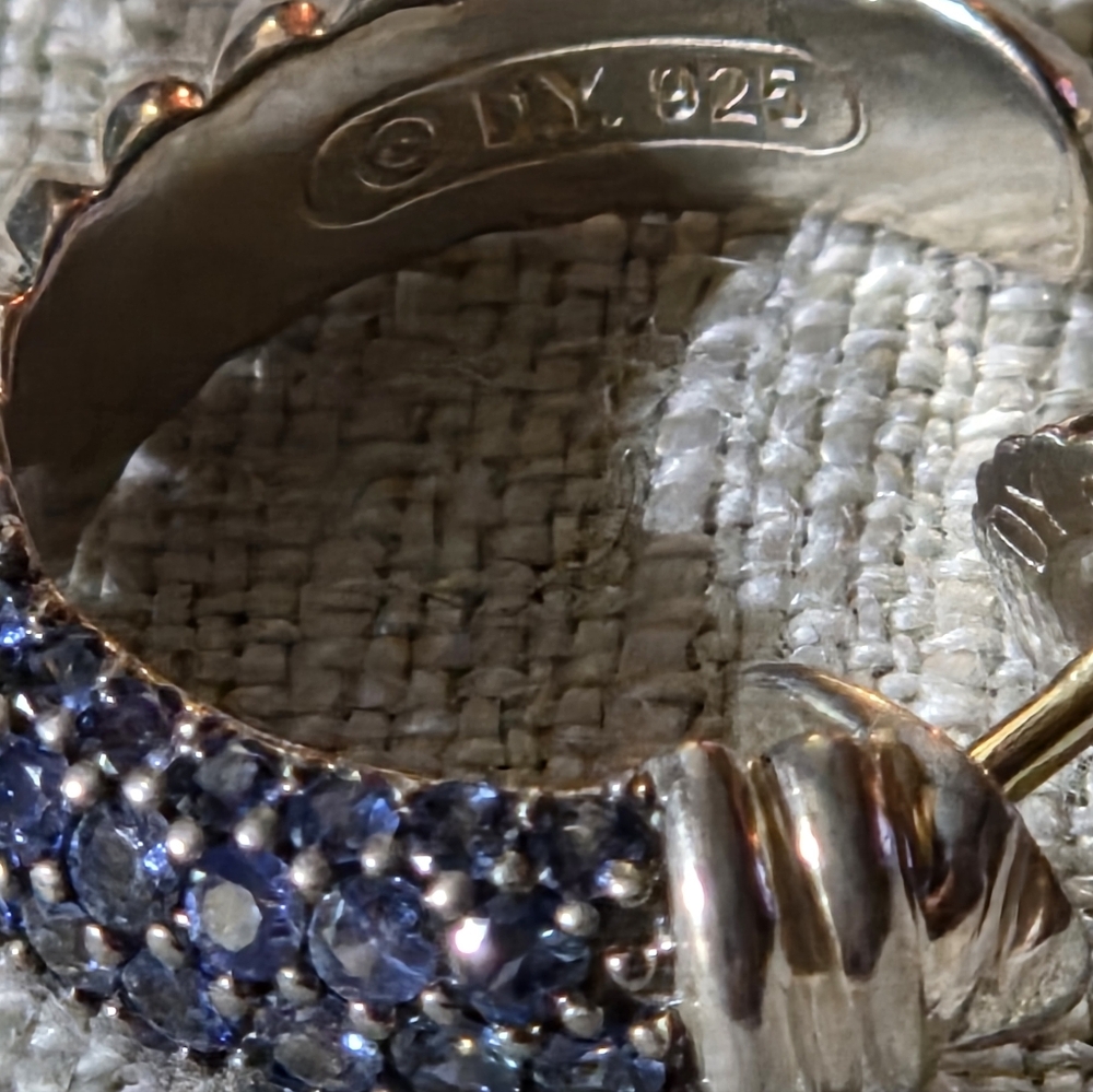 David Yurman Cable Candy Metro Hoop Earrings with Blue Sapphire, SS - Picture 7 of 14